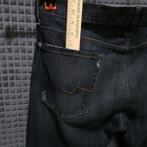 7 Austyn Dark Wash Jeans 38x36 Mens Y2K USA Straight Leg Distressed Grunge Rock - Picture 13 of 16